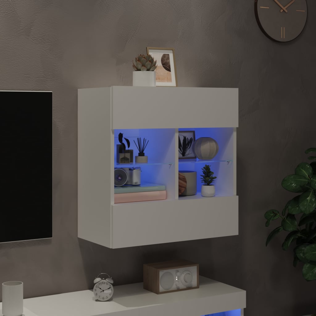 Zidni TV ormarić s LED svjetlima bijeli 58,5x30x60,5 cm