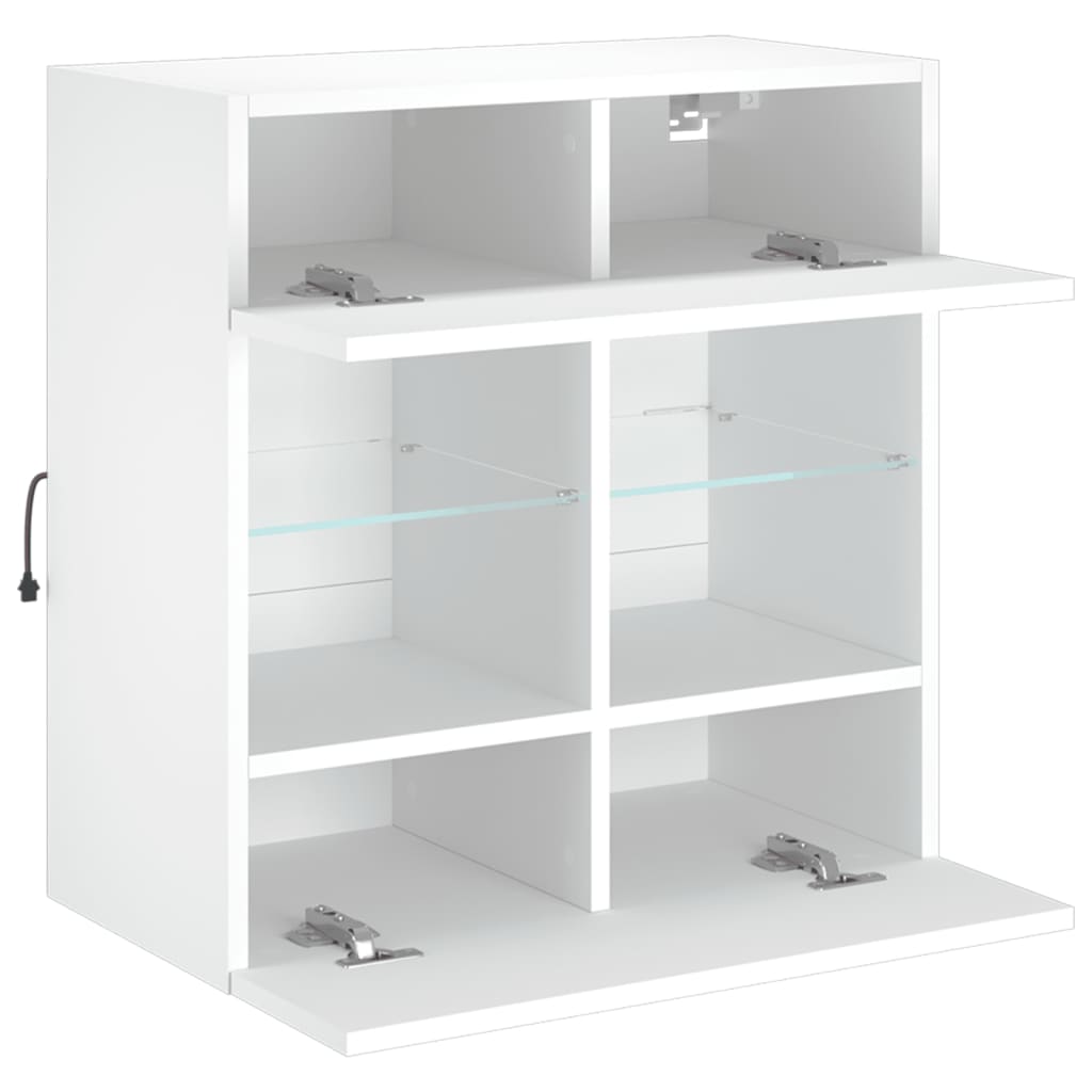 Zidni TV ormarić s LED svjetlima bijeli 58,5x30x60,5 cm