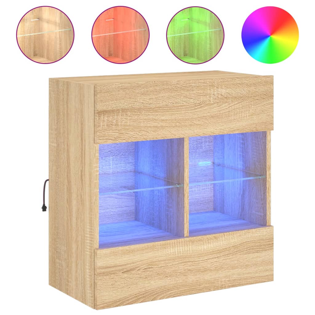 Zidni TV ormarić s LED svjetlima boja hrasta 58,5x30x60,5 cm Smeđa