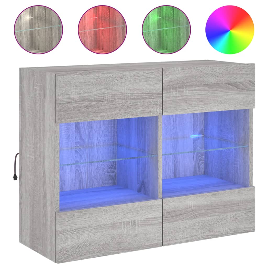 Zidni TV ormarić s LED svjetlima boja hrasta 78,5x30x60,5 cm Smeđa