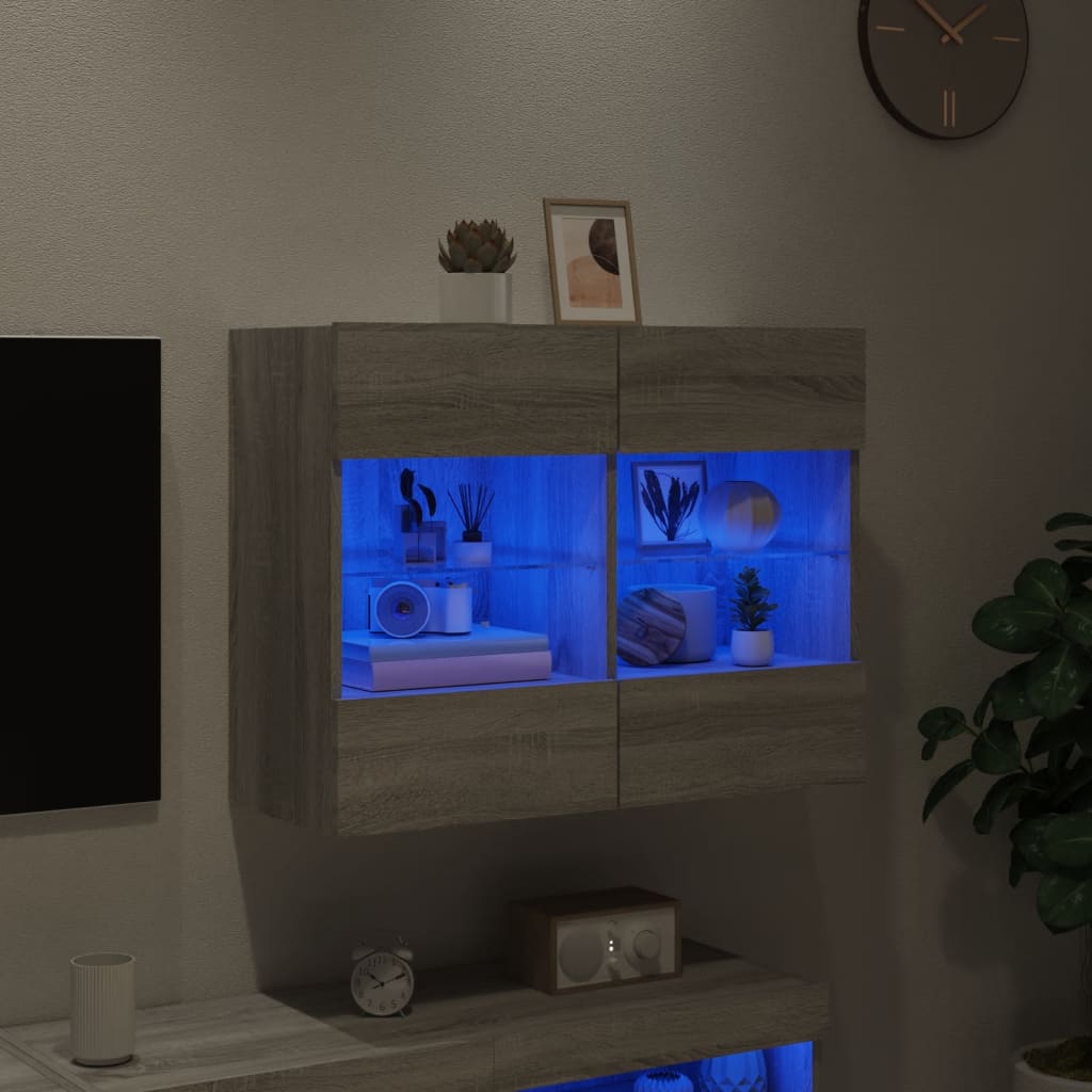 Zidni TV ormarić s LED svjetlima boja hrasta 78,5x30x60,5 cm Smeđa