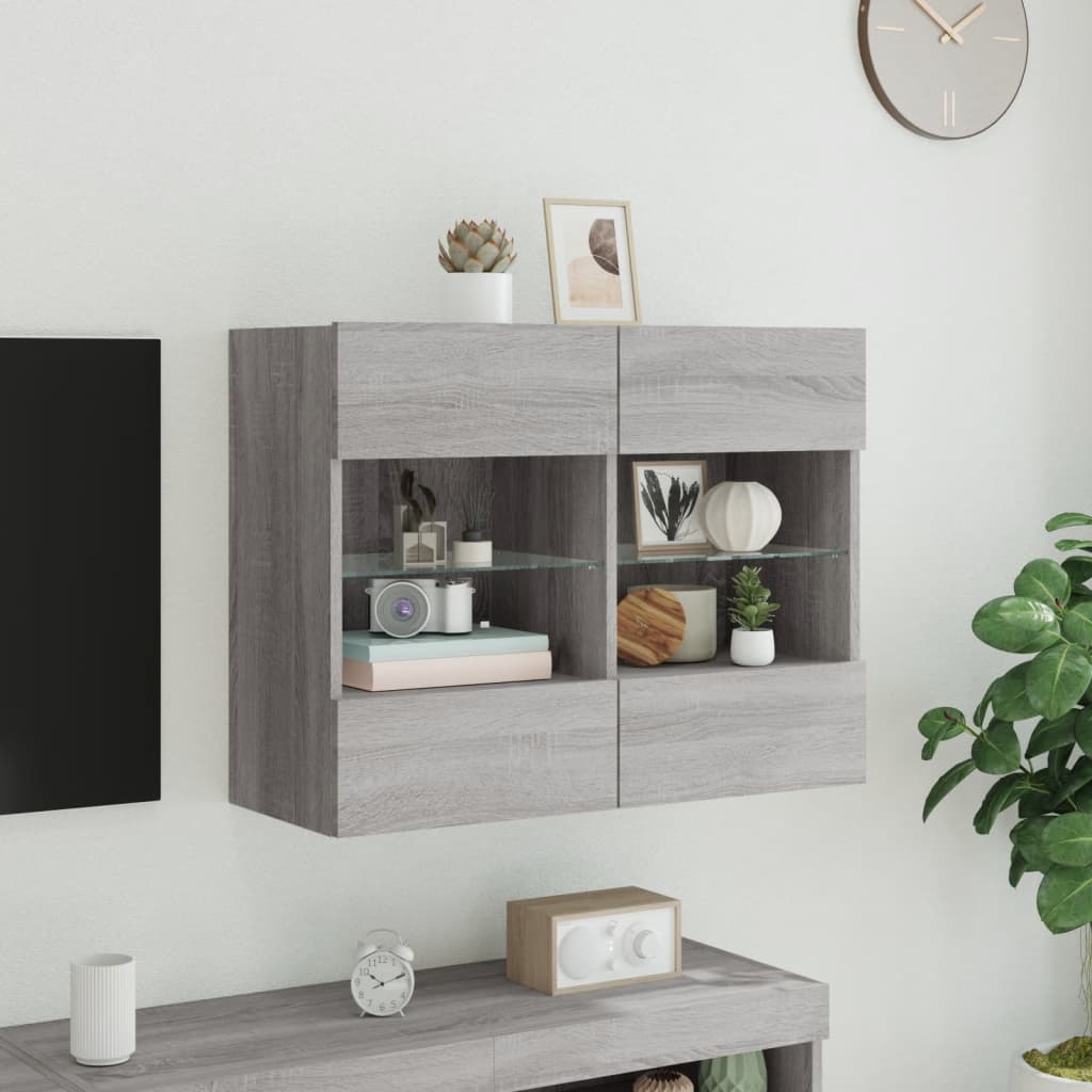 Zidni TV ormarić s LED svjetlima boja hrasta 78,5x30x60,5 cm Smeđa