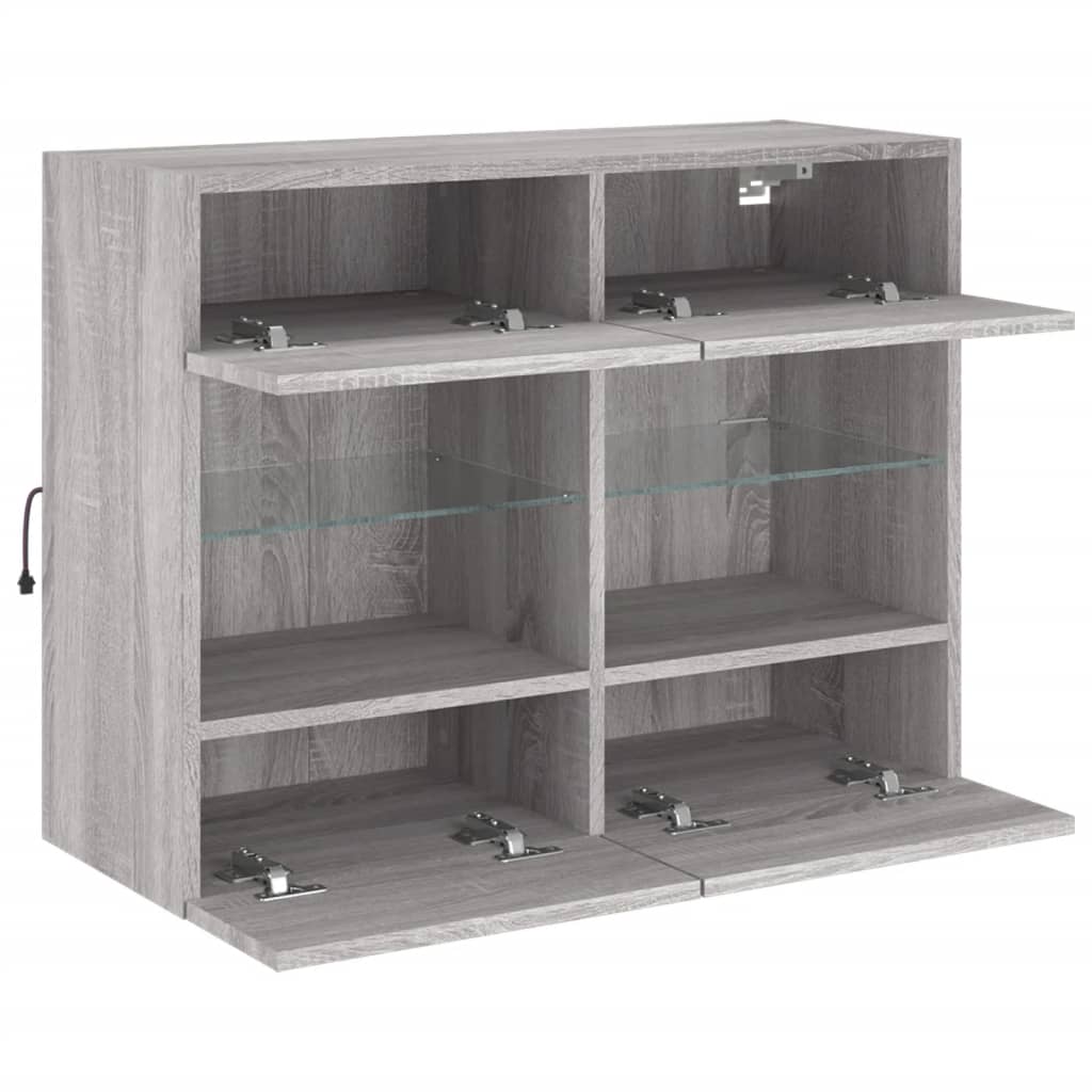 Zidni TV ormarić s LED svjetlima boja hrasta 78,5x30x60,5 cm Smeđa