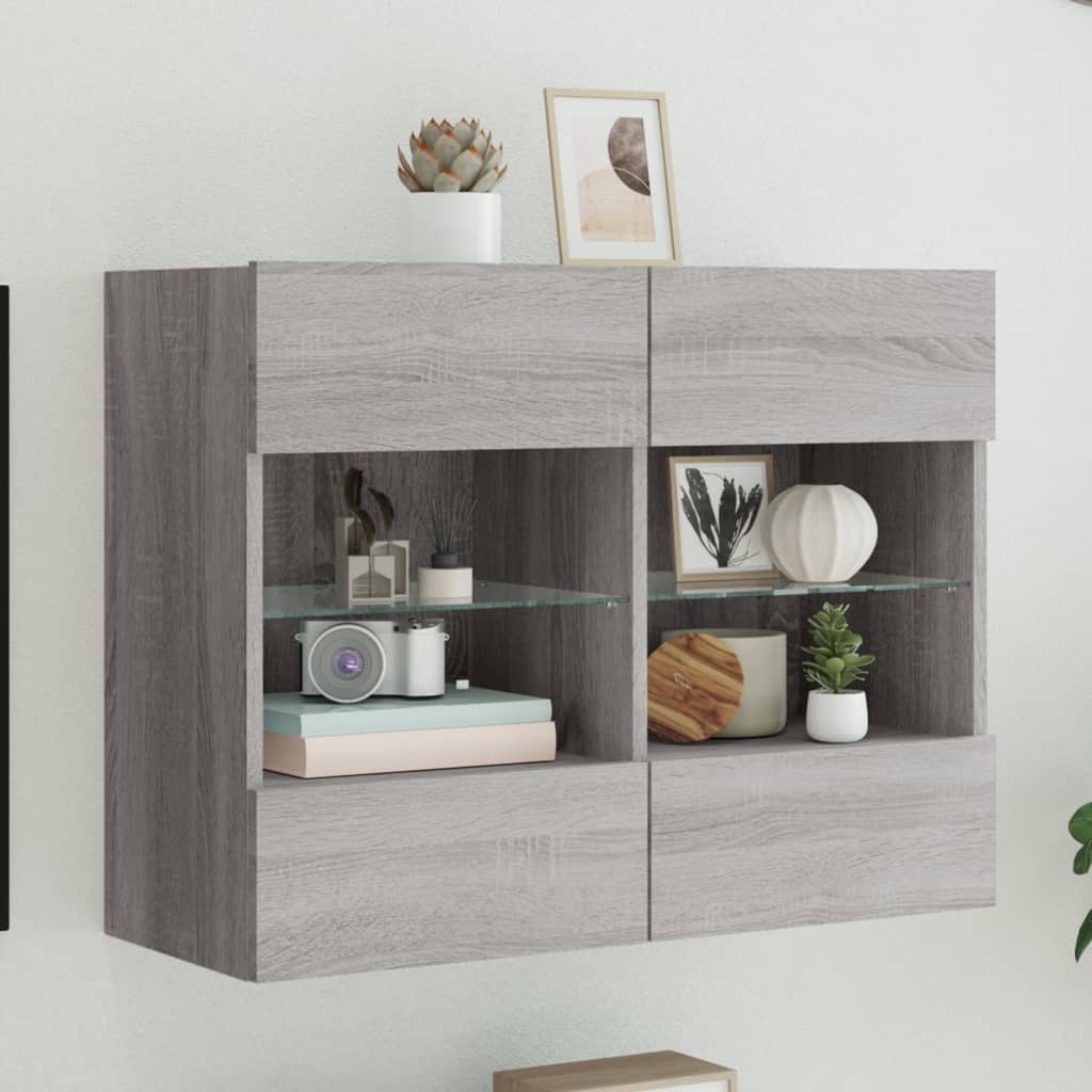 Zidni TV ormarić s LED svjetlima boja hrasta 78,5x30x60,5 cm Smeđa