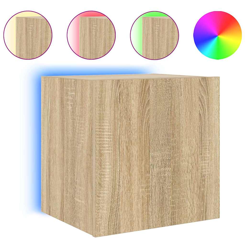 Zidni TV ormarić s LED svjetlima boja hrasta 40,5 x 35 x 40 cm