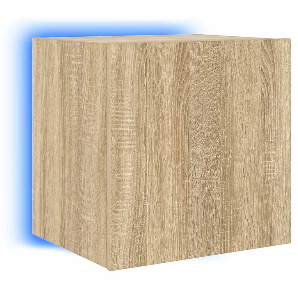 Zidni TV ormarić s LED svjetlima boja hrasta 40,5 x 35 x 40 cm