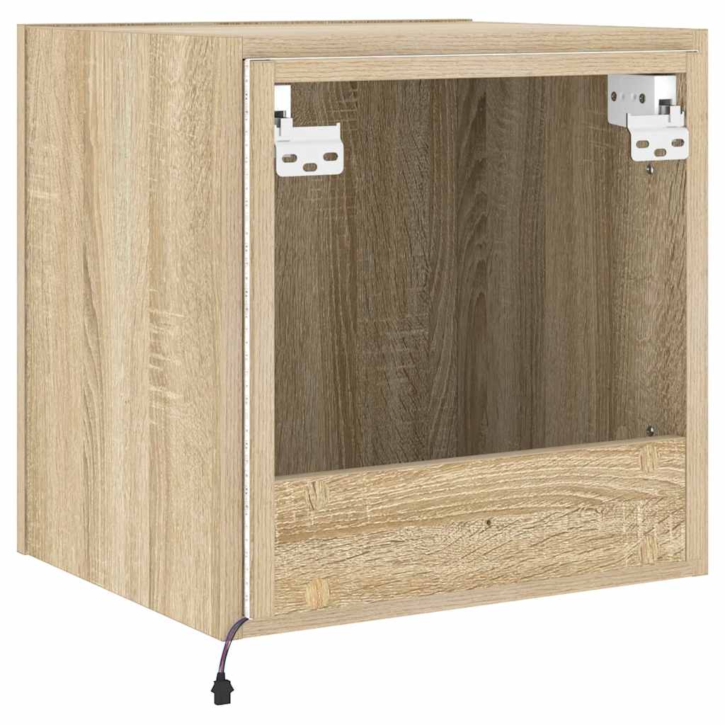 Zidni TV ormarić s LED svjetlima boja hrasta 40,5 x 35 x 40 cm