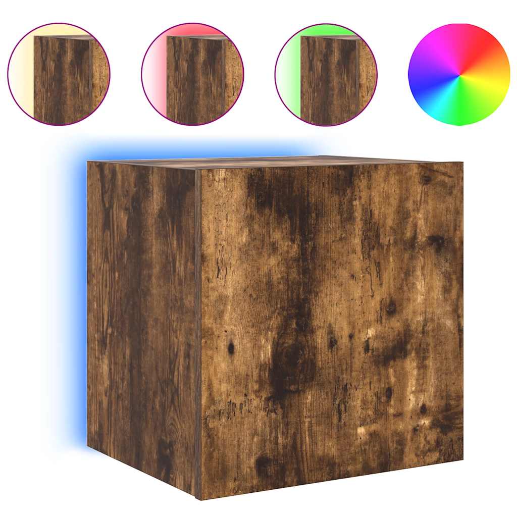 Zidni TV ormarić s LED svjetlima boja hrasta 40,5 x 35 x 40 cm
