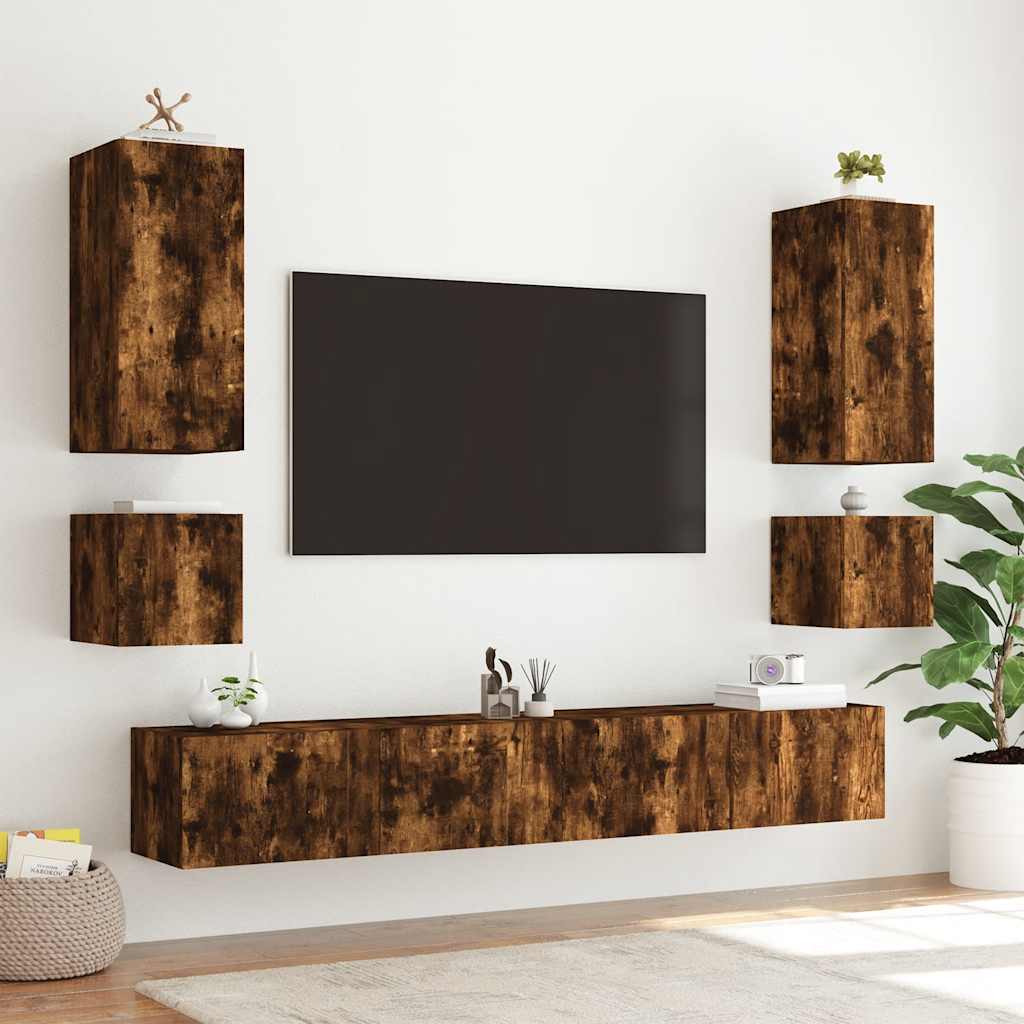 Zidni TV ormarić s LED svjetlima boja hrasta 40,5 x 35 x 40 cm