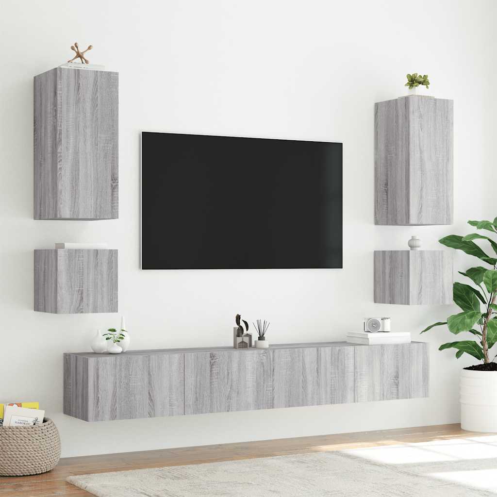 Zidni TV ormarić s LED svjetlima boja hrasta 40,5 x 35 x 40 cm