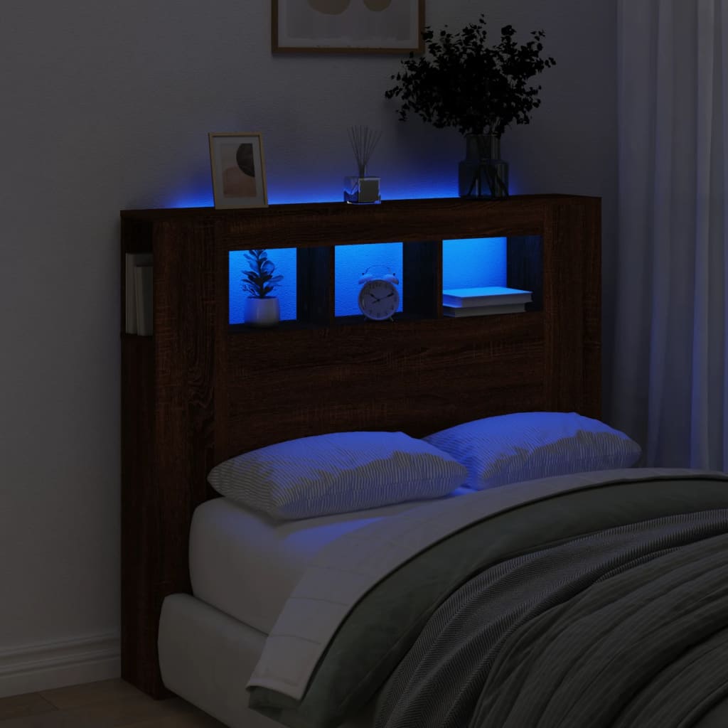 LED uzglavlje boja smeđeg hrasta 120x18,5x103,5 cm drveni