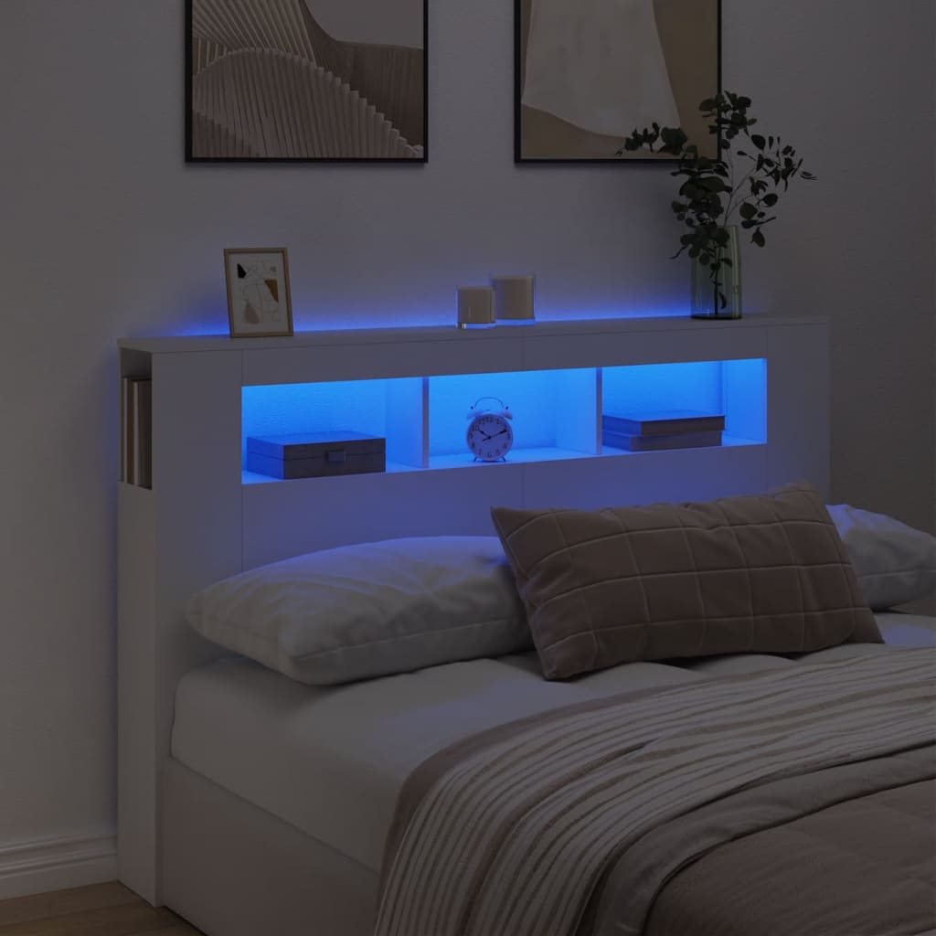 LED uzglavlje bijelo 160 x 18,5 x 103,5 cm konstruirano drvo