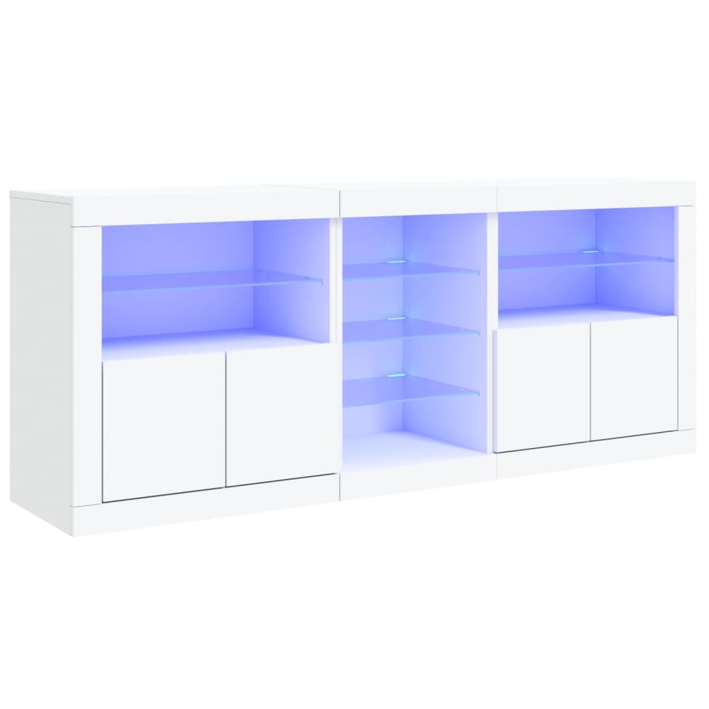 Komoda s LED svjetlima bijela 162 x 37 x 67 cm