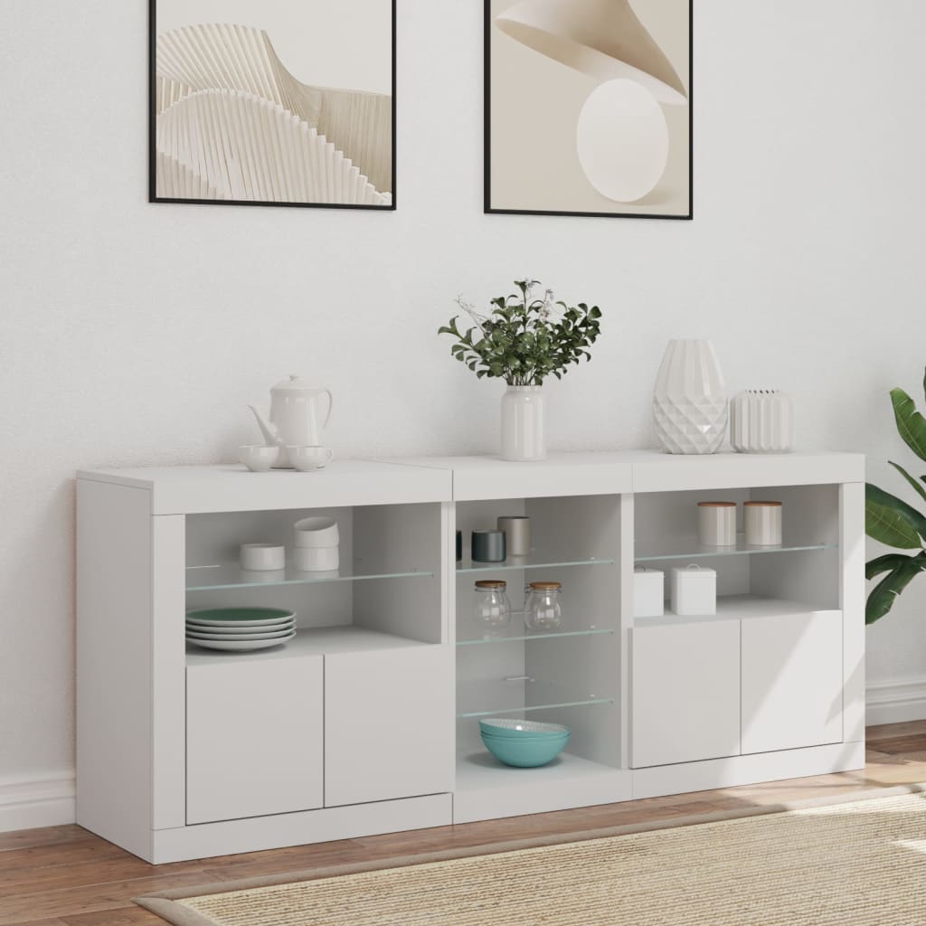 Komoda s LED svjetlima bijela 162 x 37 x 67 cm