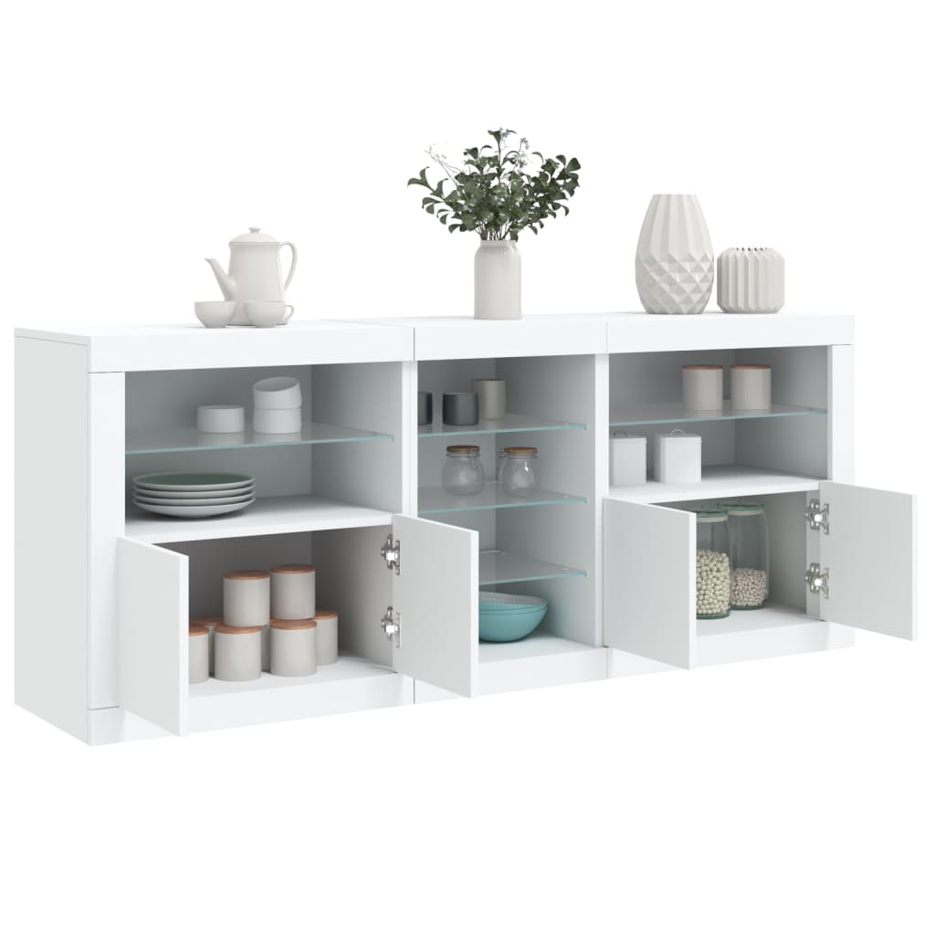 Komoda s LED svjetlima bijela 162 x 37 x 67 cm