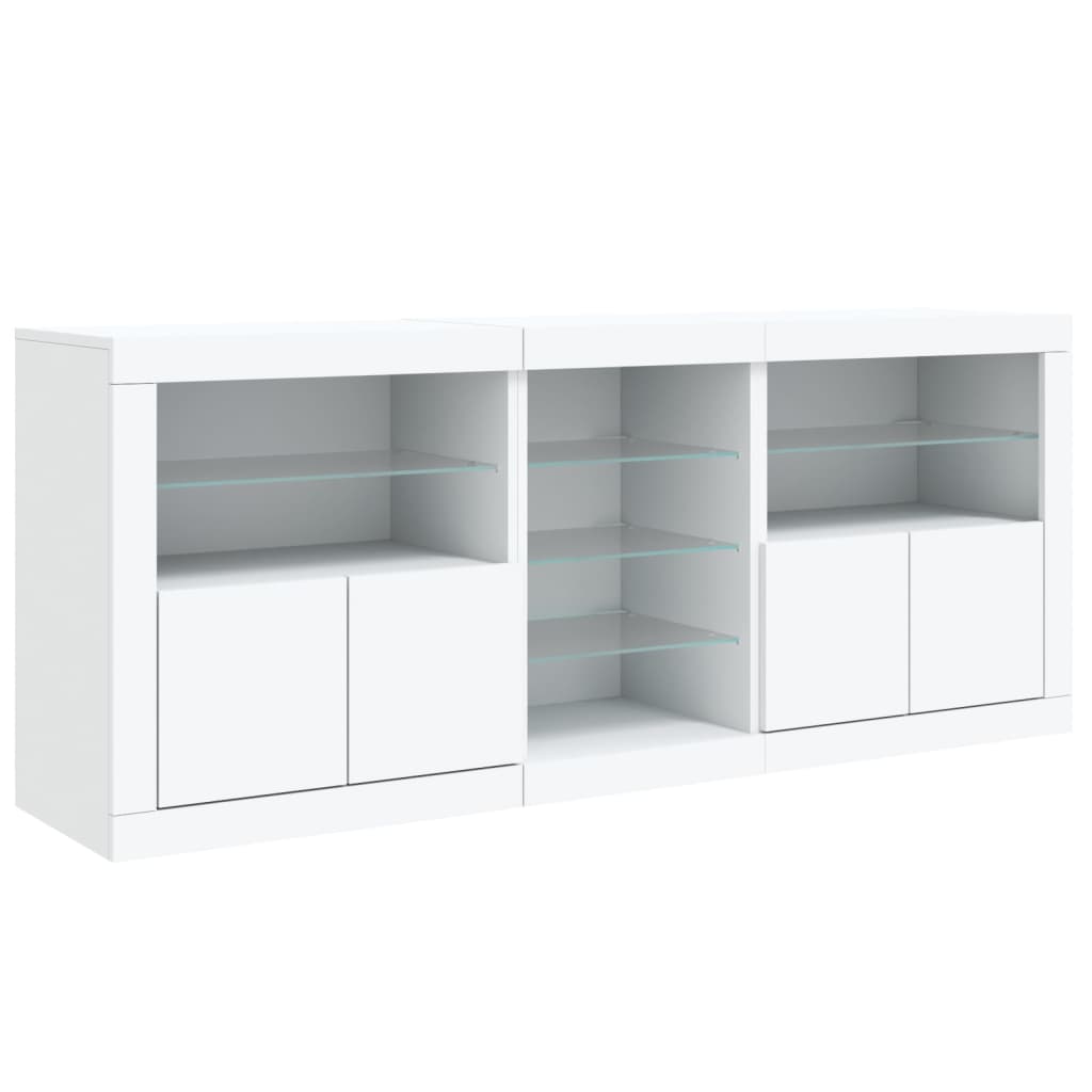 Komoda s LED svjetlima bijela 162 x 37 x 67 cm