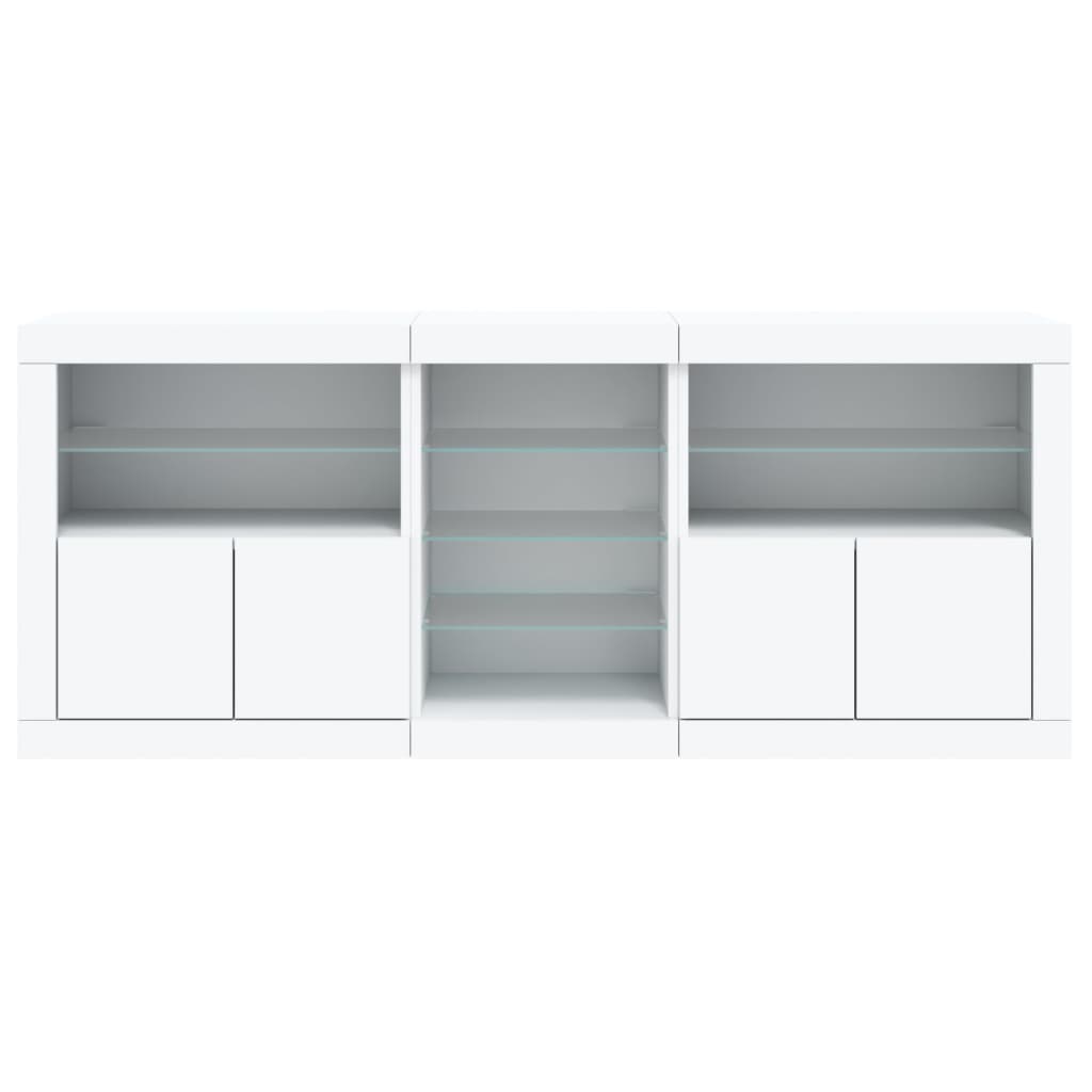 Komoda s LED svjetlima bijela 162 x 37 x 67 cm
