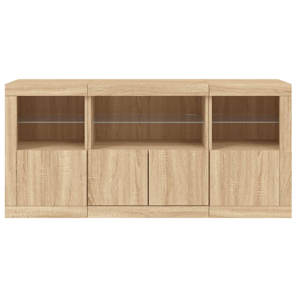 Komoda s LED svjetlima boja hrasta sonome 142,5x37x67 cm