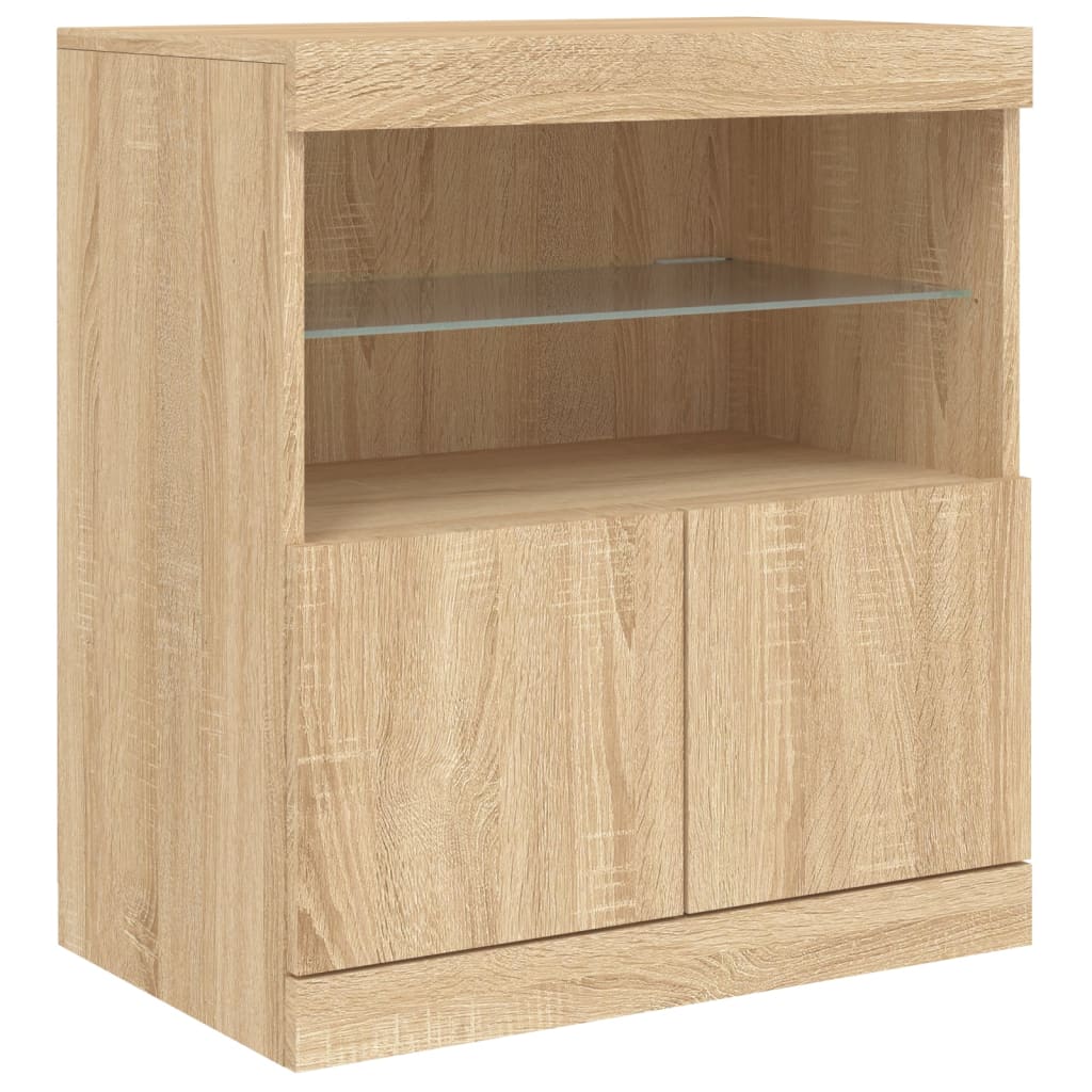 Komoda s LED svjetlima boja hrasta sonome 142,5x37x67 cm