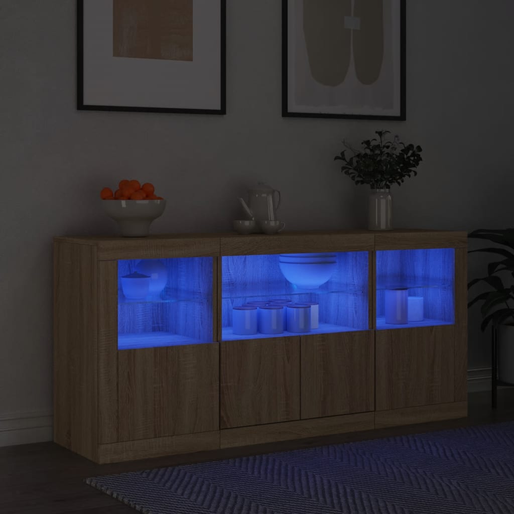 Komoda s LED svjetlima boja hrasta sonome 142,5x37x67 cm