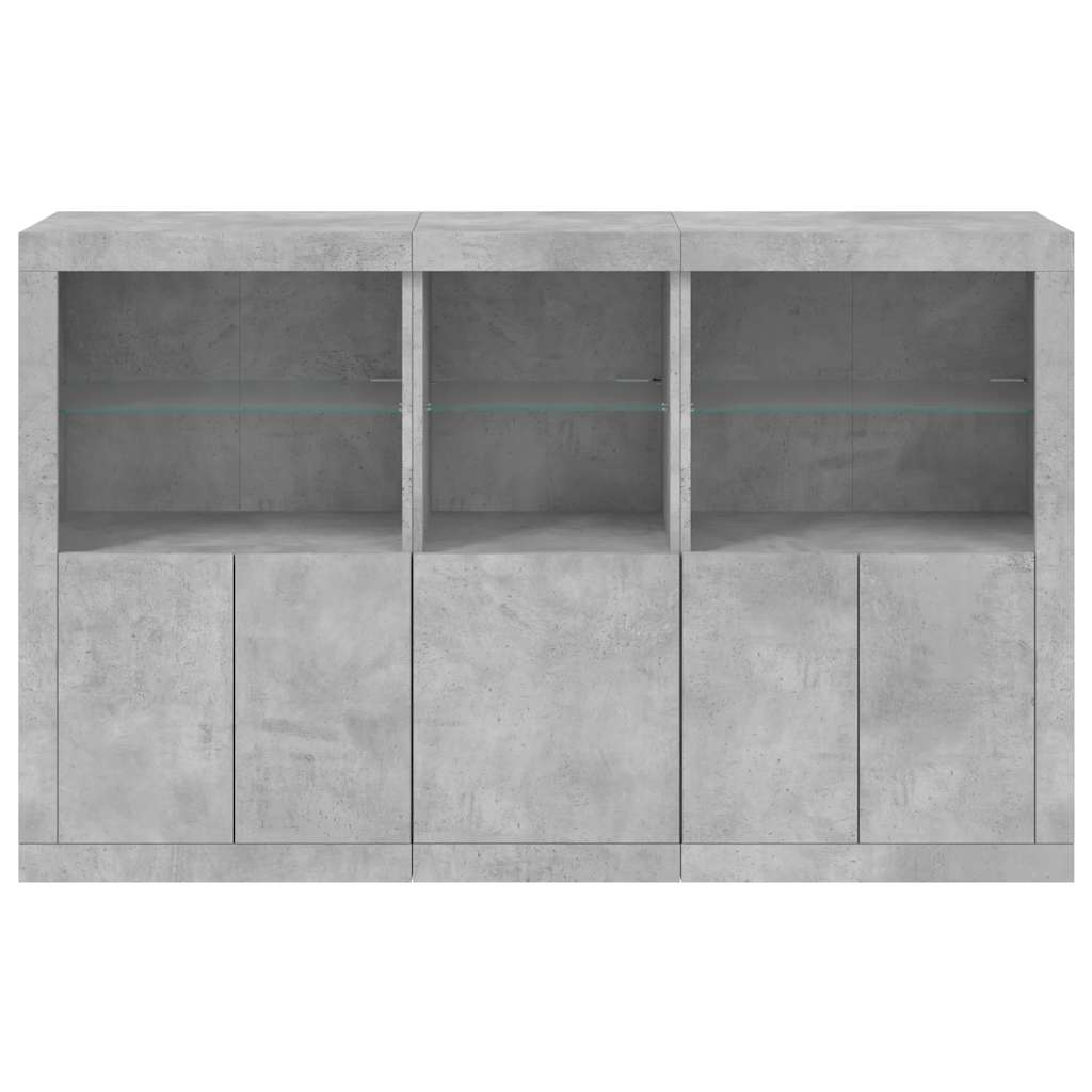 Komoda s LED svjetlima siva boja betona 162 x 37 x 100 cm