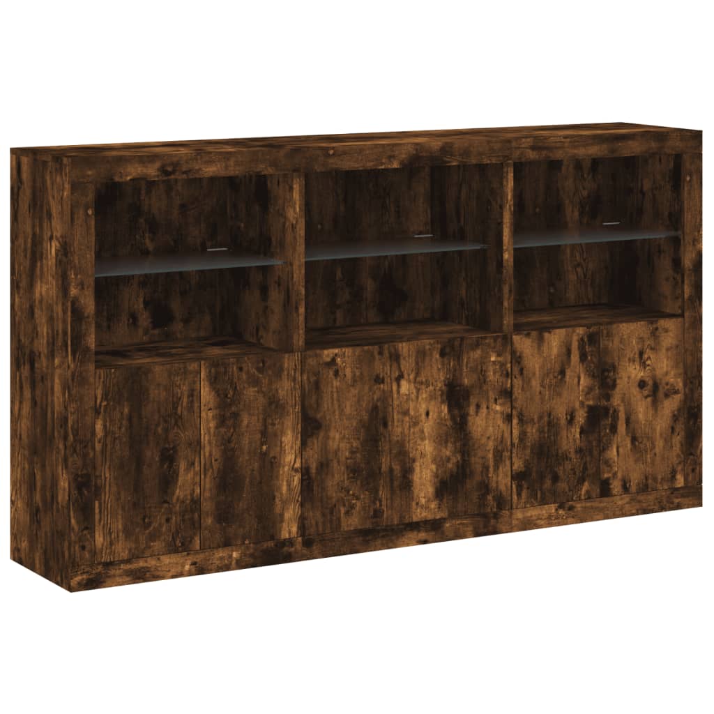 Komoda s LED svjetlima boja dimljenog hrasta 181,5x37x100 cm Smeđa