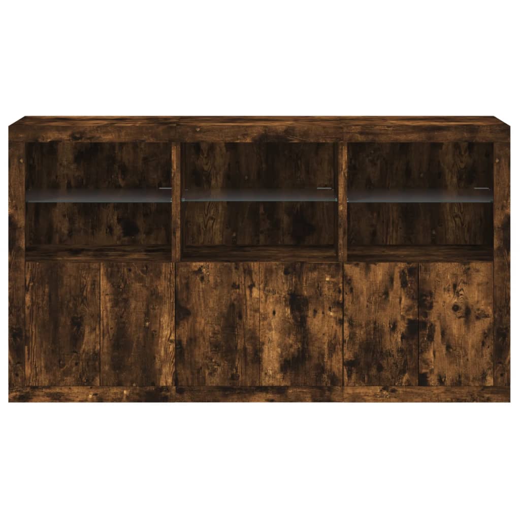 Komoda s LED svjetlima boja dimljenog hrasta 181,5x37x100 cm Smeđa