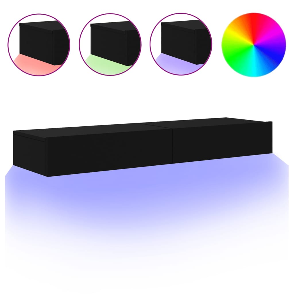 TV ormarići s LED svjetlima 2 kom crni 60 x 35 x 15,5 cm