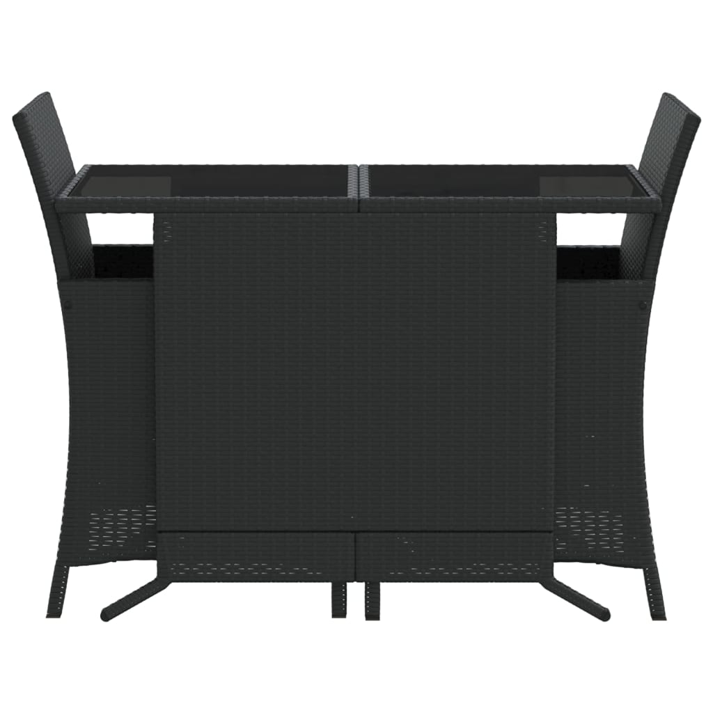 3-dijelni bistro set s jastucima crni od poliratana Crna