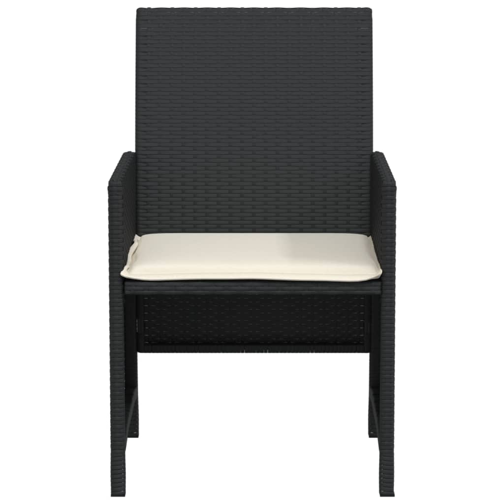 3-dijelni bistro set s jastucima crni od poliratana Crna