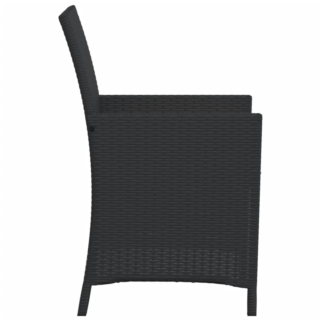 3-dijelni bistro set s jastucima crni od poliratana Crna