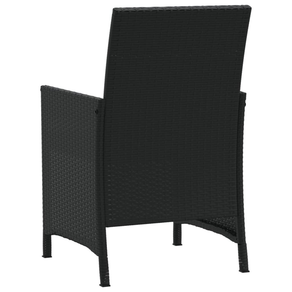 3-dijelni bistro set s jastucima crni od poliratana Crna
