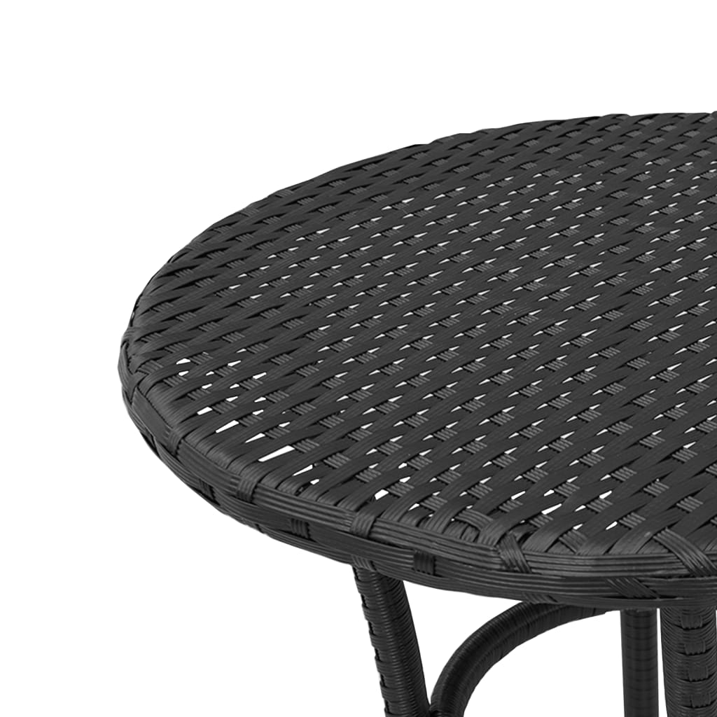 3-dijelni bistro set s jastucima crni od poliratana Crna