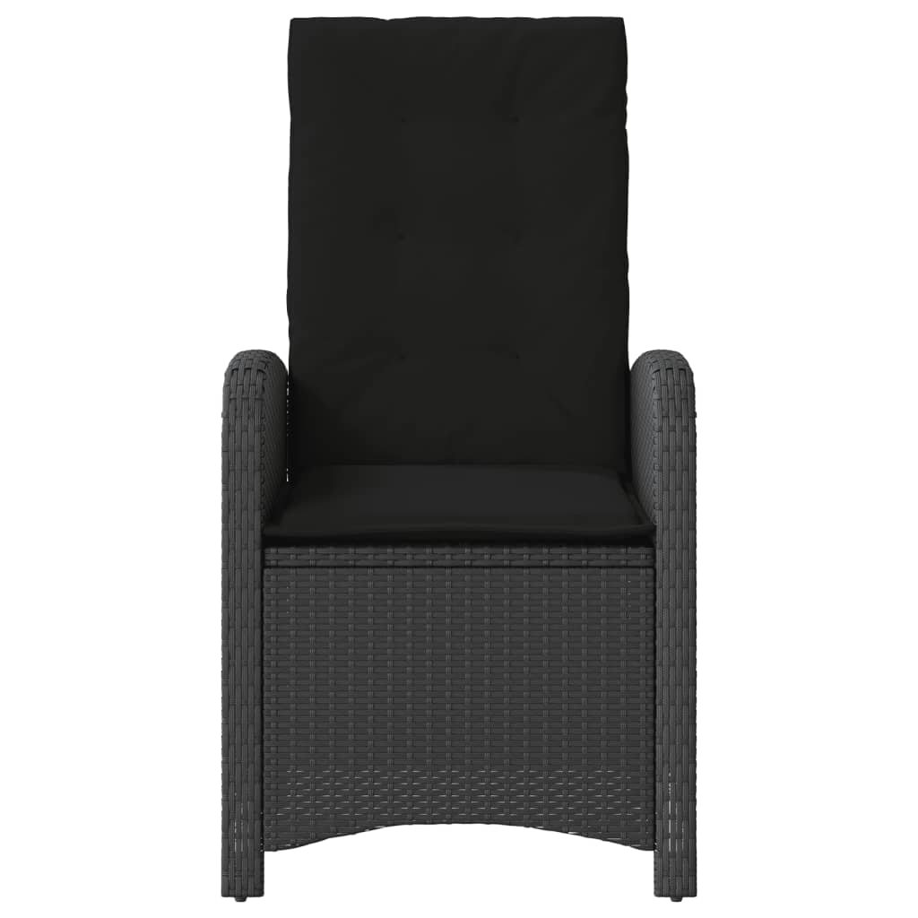 3-dijelni bistro set s jastucima crni od poliratana Crna