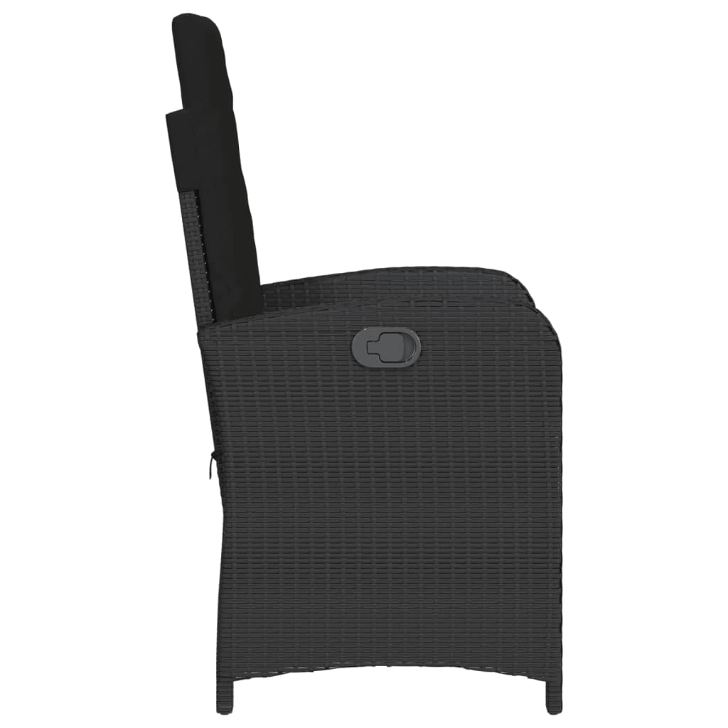3-dijelni bistro set s jastucima crni od poliratana Crna