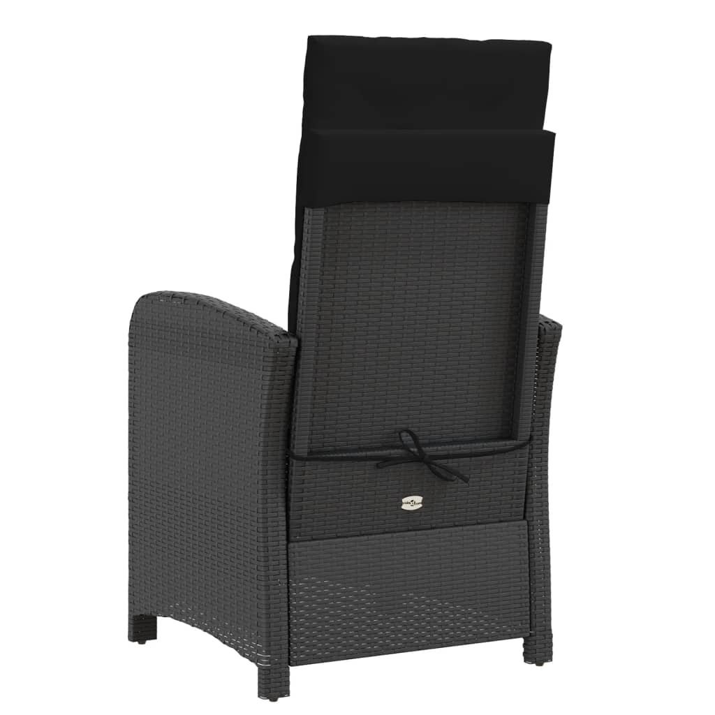 3-dijelni bistro set s jastucima crni od poliratana Crna
