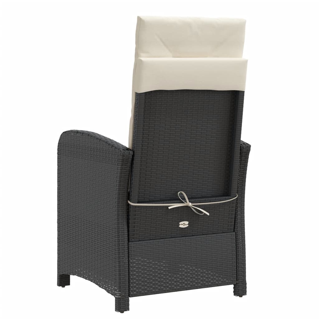 3-dijelni bistro set s jastucima crni od poliratana Crna