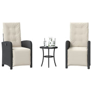 3-dijelni bistro set s jastucima crni od poliratana Crna