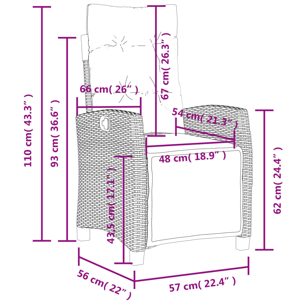 Vrtni naslonjači 2 kom s osloncem za noge bež od poliratana