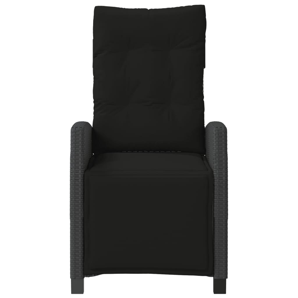 3-dijelni bistro set s jastucima crni od poliratana Crna
