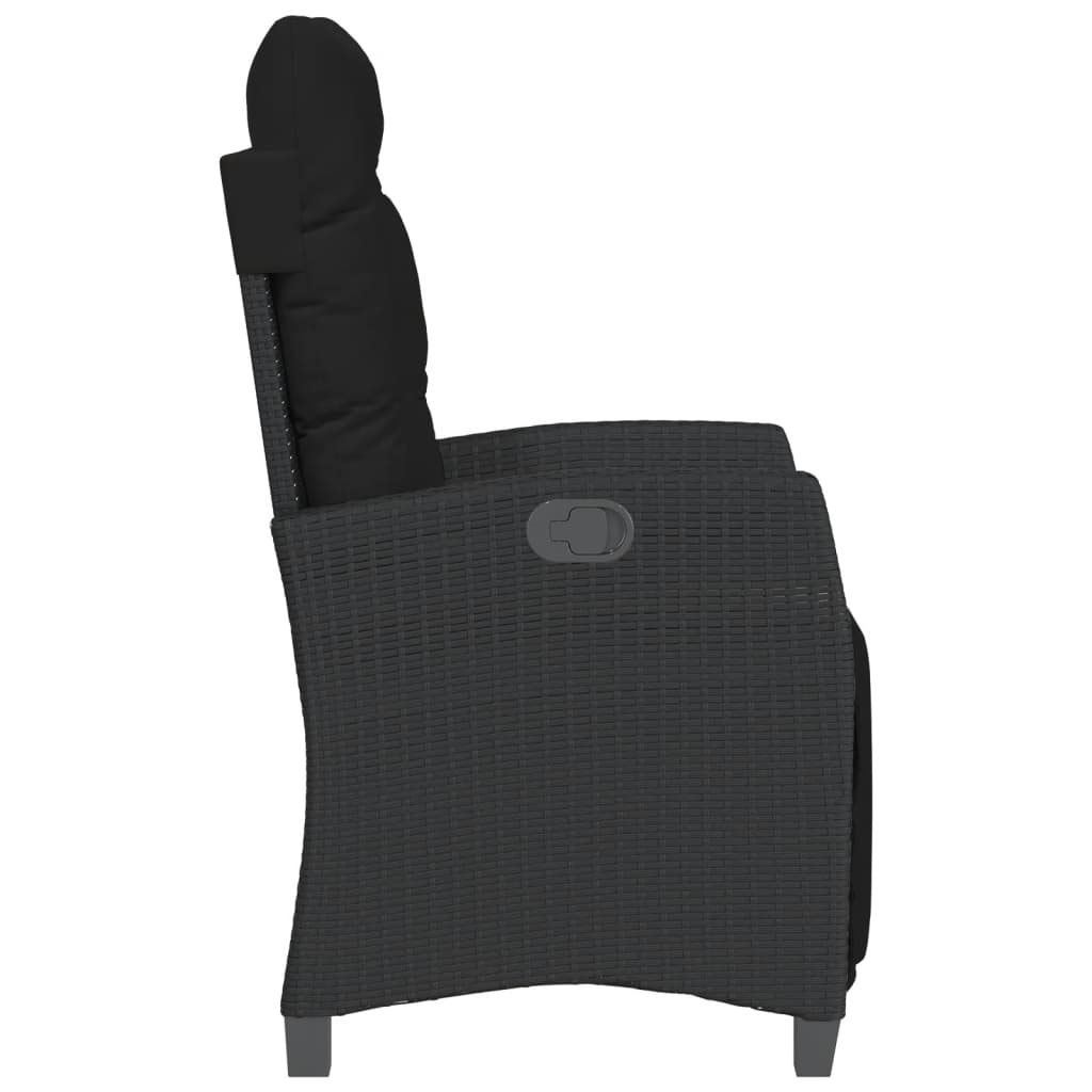 3-dijelni bistro set s jastucima crni od poliratana Crna