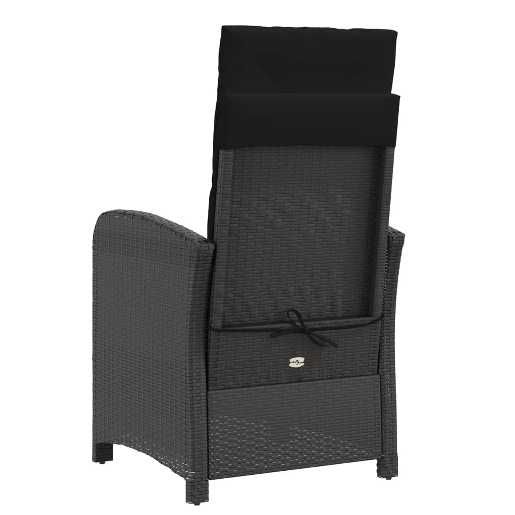3-dijelni bistro set s jastucima crni od poliratana Crna