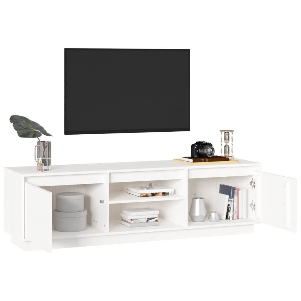 TV ormarić bijeli 140 x 35 x 40 cm od masivne borovine