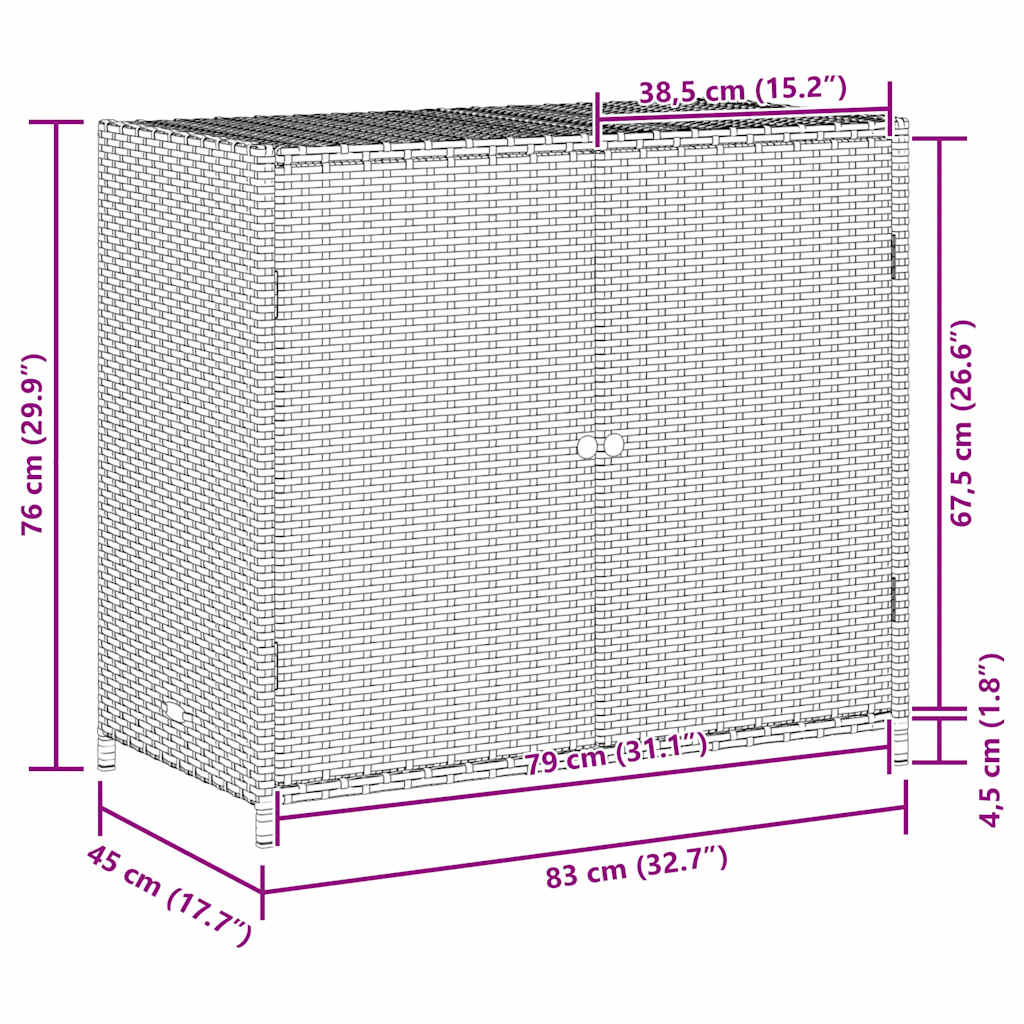Vrtni ormarić za pohranu sivi 83x45x76 cm od poliratana