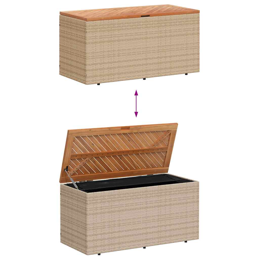 Vrtna kutija za pohranu bež 110x50x54 cm poliratan drvo bagrema
