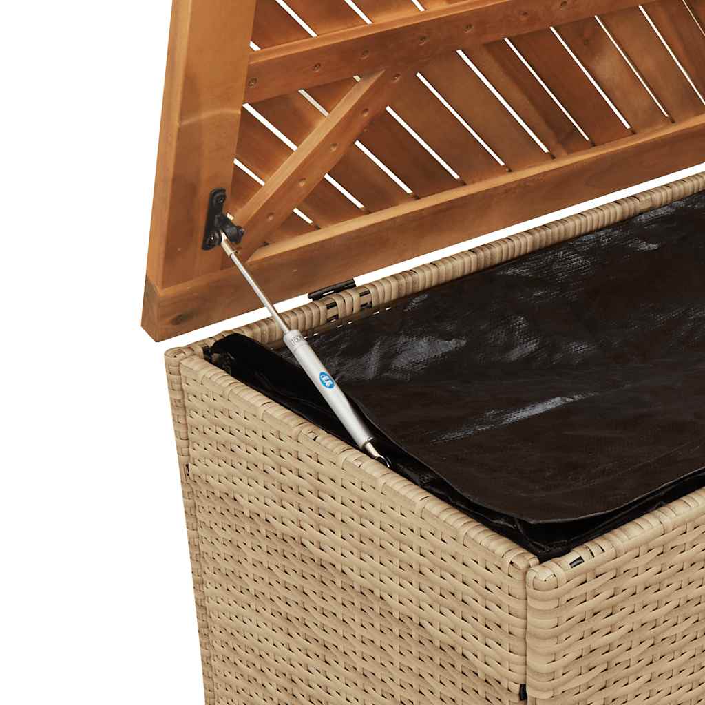 Vrtna kutija za pohranu bež 110x50x54 cm poliratan drvo bagrema