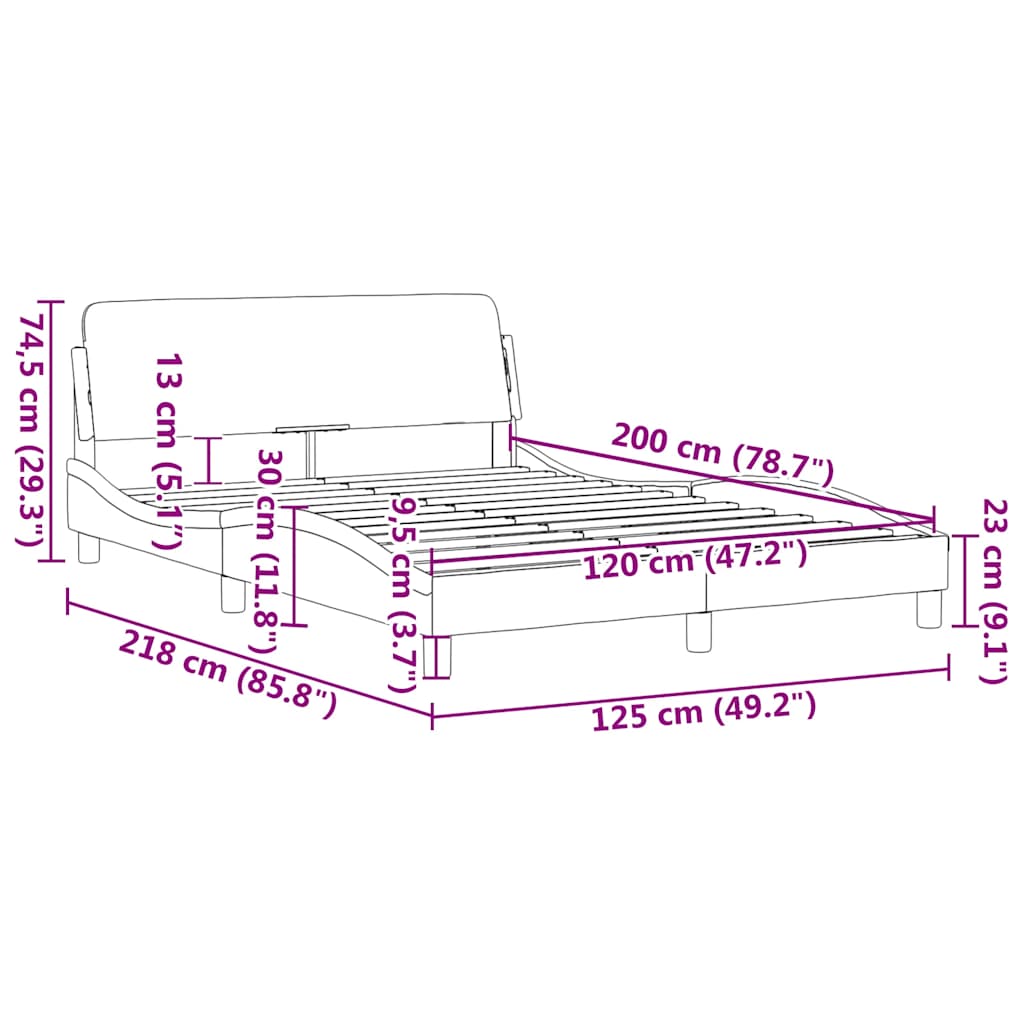 Okvir za krevet Dover crno-bijeli 120x200 cm umjetna koža