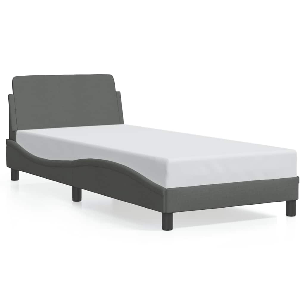 Okvir za krevet Dover tamno sivi 90x190 cm tkanina
