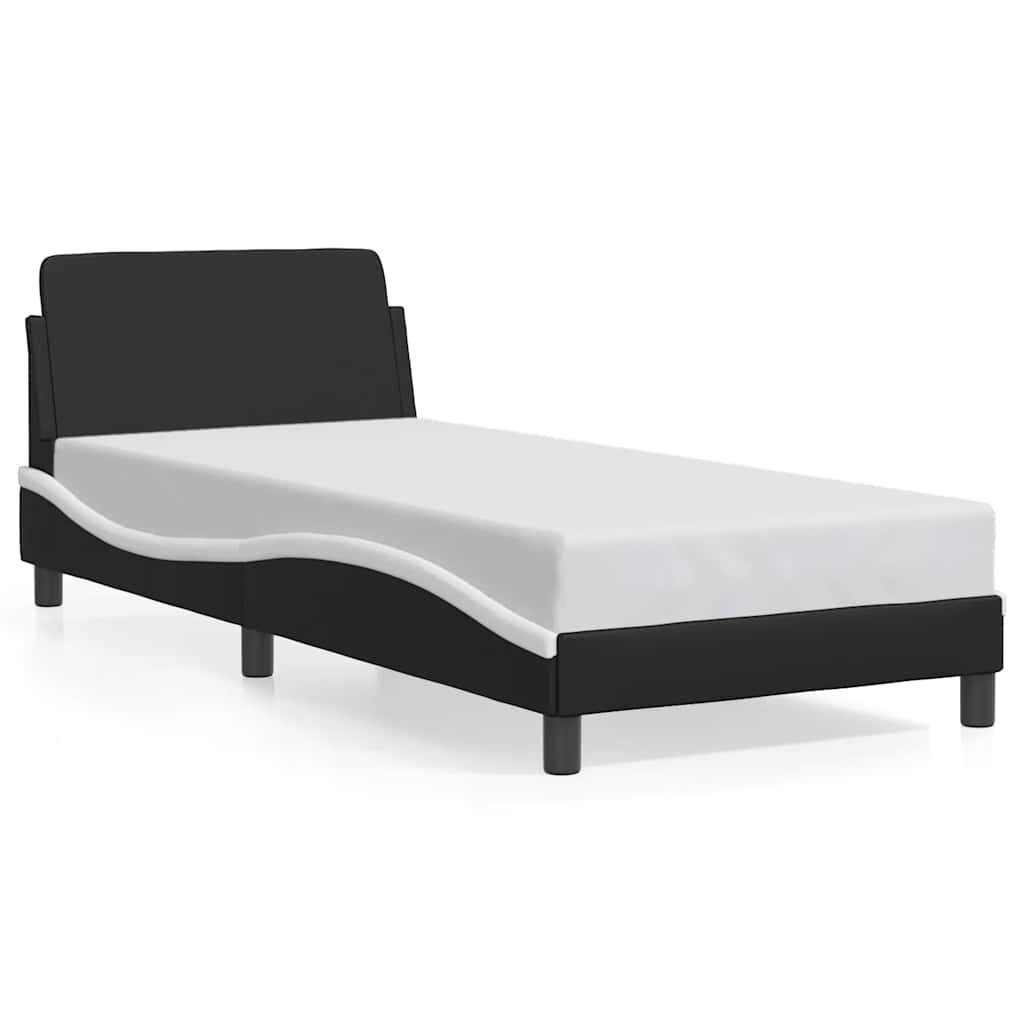 Okvir za krevet Dover crno-bijeli 90x190 cm umjetna koža