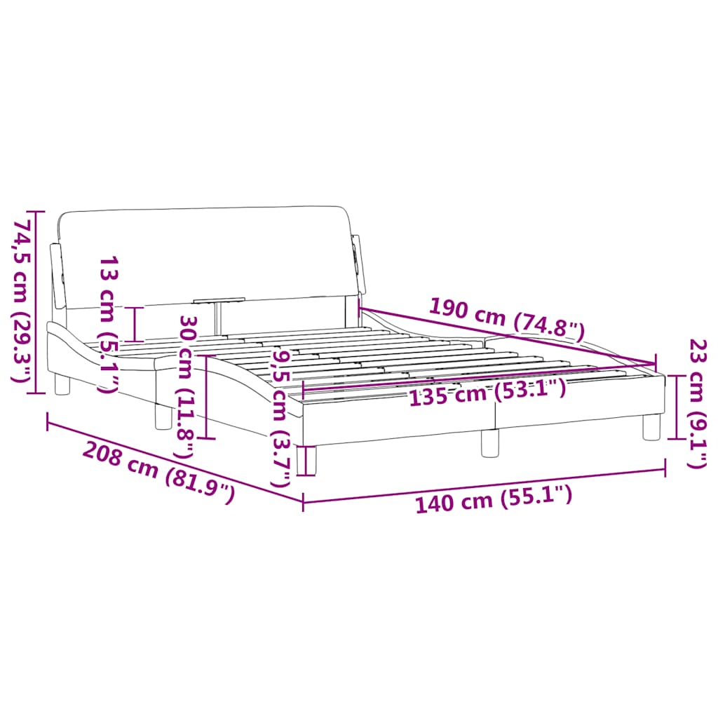 Okvir za krevet Dover Crni 135x190 cm Implicitna koža